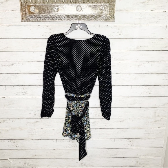 ASOS Black Floral Long Sleeve Wrap Romper - Picture 3 of 6